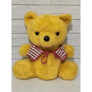 Vtg KNICKERBOCKER Animals Of Distinction TEDDY BEAR Plush Yellow 12" Washable
